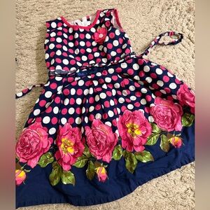 Polka Dot and Floral Bottom Detail Kids Dress - size 2-3 years